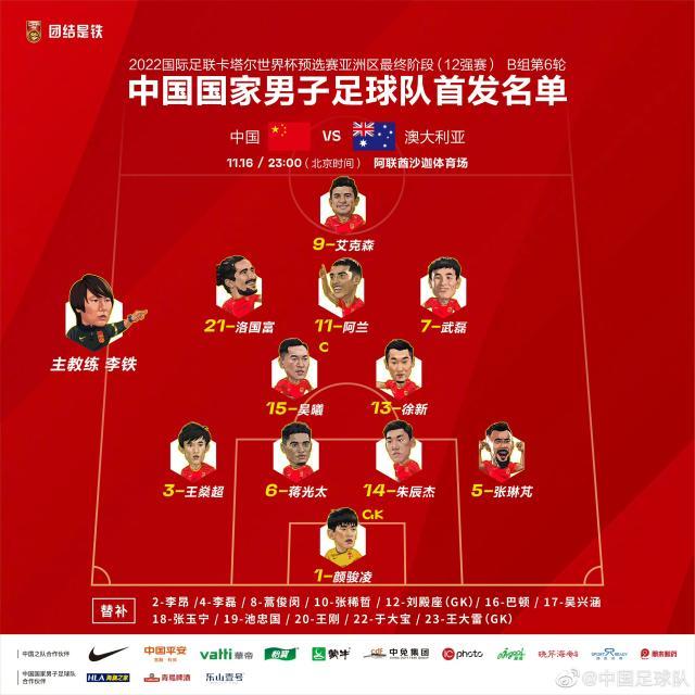【首发】中澳之战四名归化首次同时首发 武磊领衔